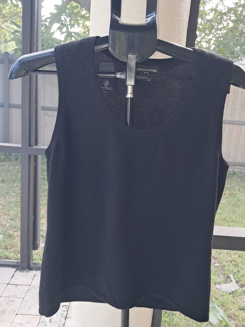 Sleeveless Black Knit Tank Top by Sutton Studio